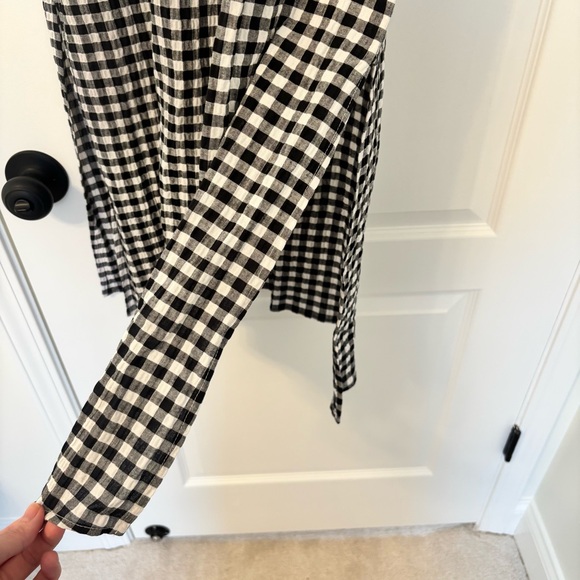 NWT Adrienne Black & White Gingham Midi Dress with Side Slits - Picture 5 of 9